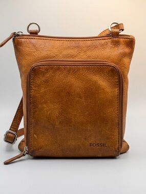 Fossil Vintage Reissue Tan Leather Crossbody Organizer Bag